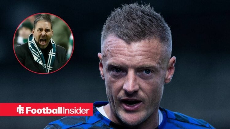 An image of Leicester City boss Marti Cifuentes in a circular frame alongside an image of Jame Vardy
