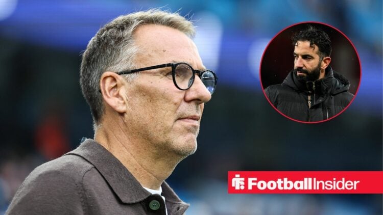 Paul Merson looks on with Manchester United's Ruben Amorim inset