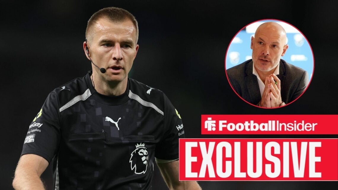 Michael Salisbury refereeing, Howard Webb in a circular inset