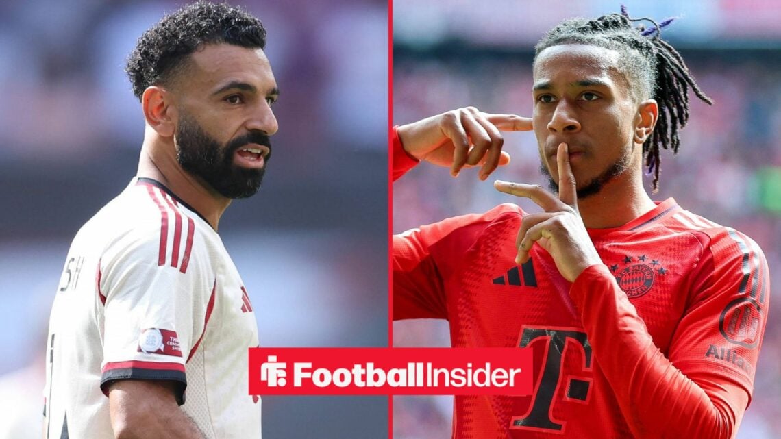 Mohamed Salah and Michael Olise looking at each other