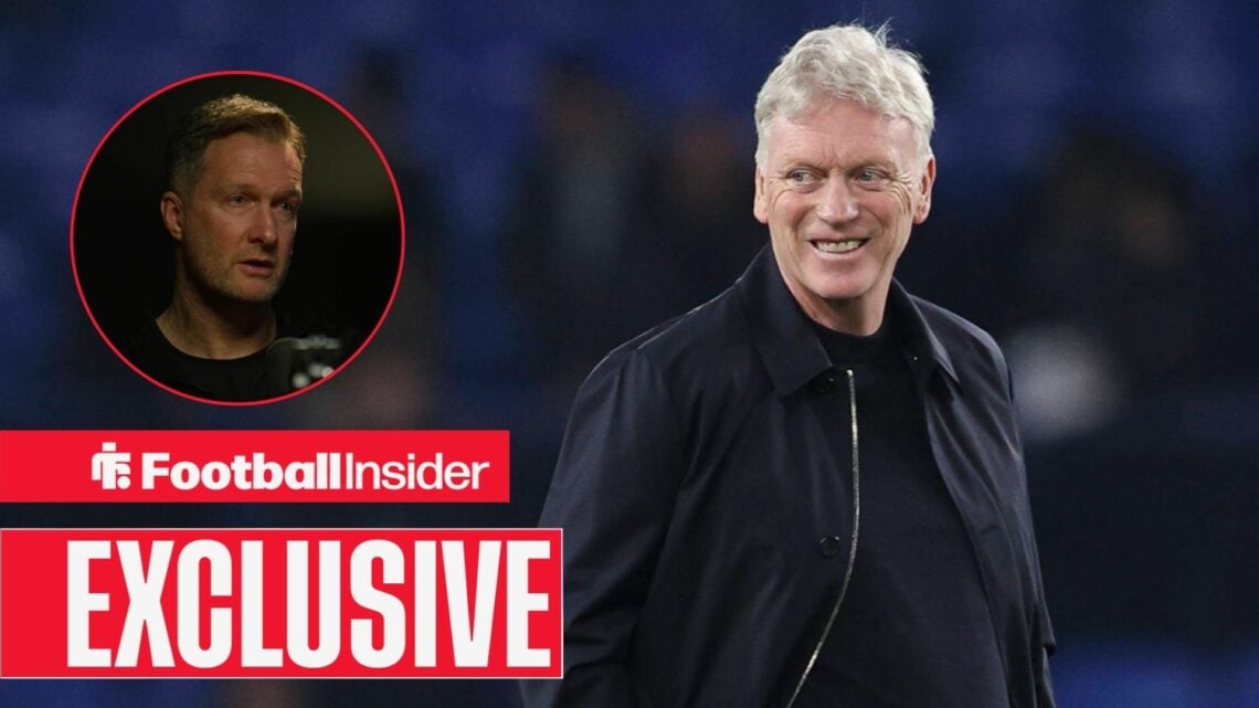 David Moyes next to a circular inset of Alex Inglethorpe