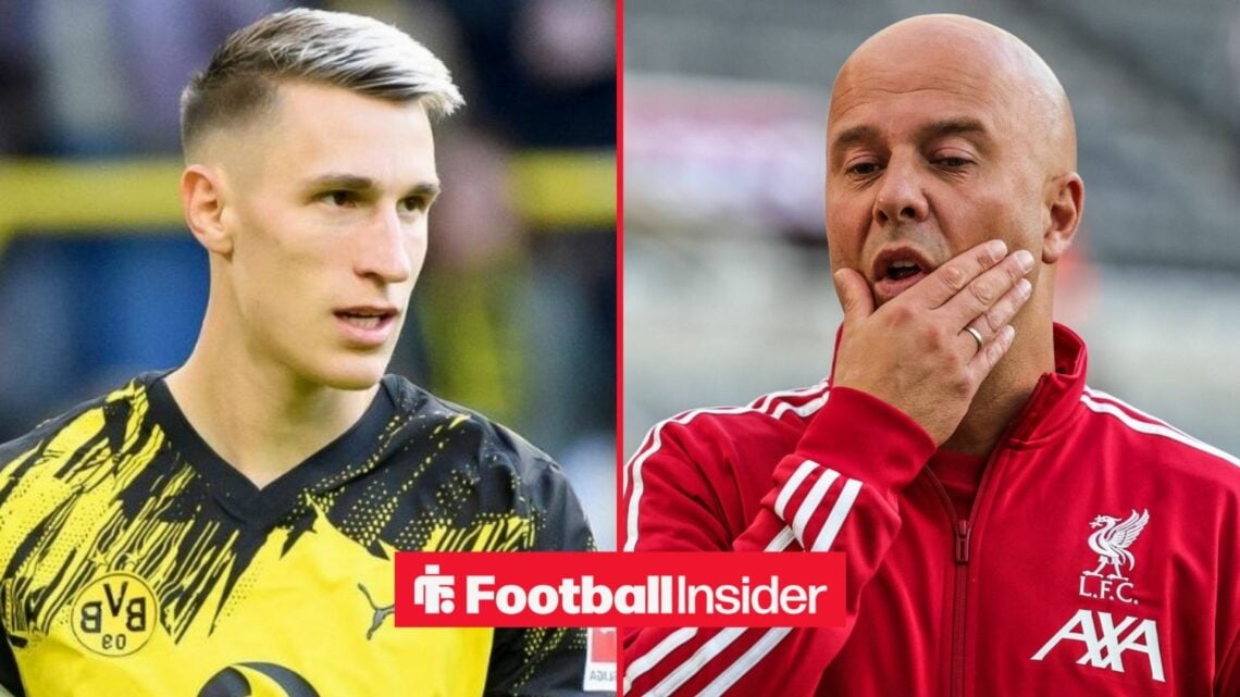 Borussia Dortmund's Nico Schlotterbeck left side with Liverpool manager Arne Slot right side