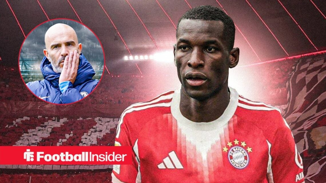 Nicolas Jackson in a Bayern Munich kit, with Enzo Maresca in a circular inset