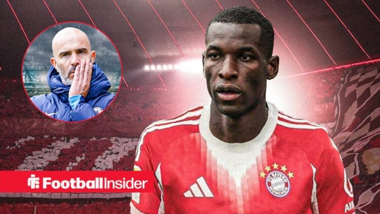 Nicolas Jackson in a Bayern Munich kit, with Enzo Maresca in a circular inset