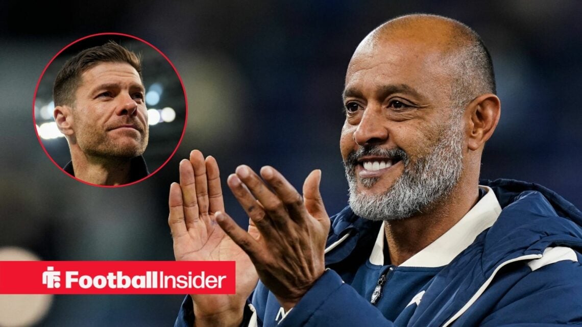 Nuno Espirito Santo next to a circular inset of Xabi Alonso