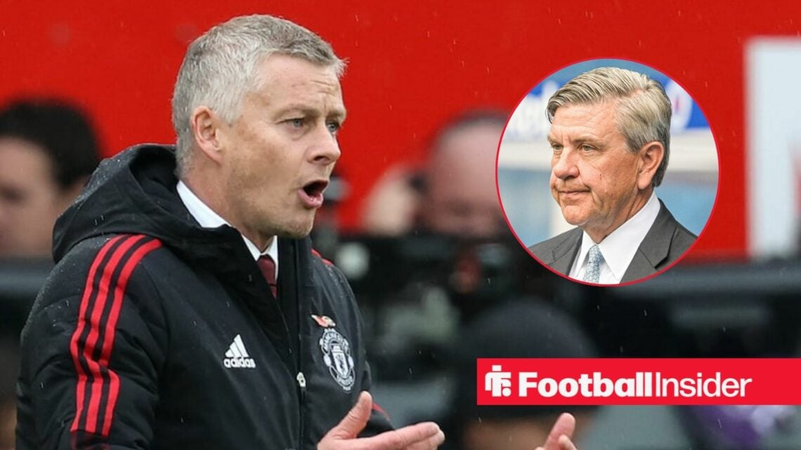 Man United legend Ole Gunnar Solskjaer shouting on sidelines with Rangers chairman Andrew Cavenagh right inset