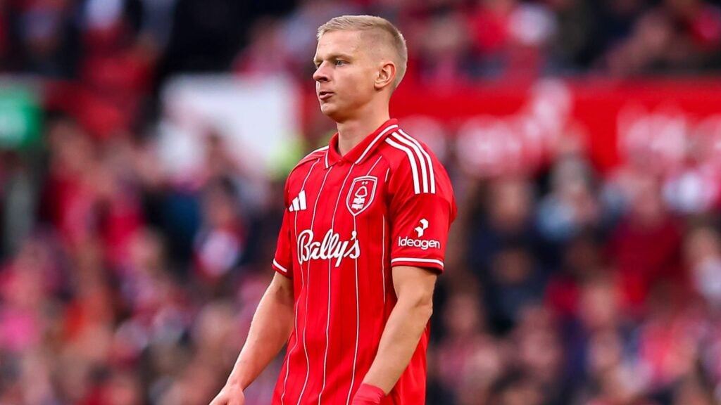 Oleksandr Zinchenko playing for Nottingham Forest