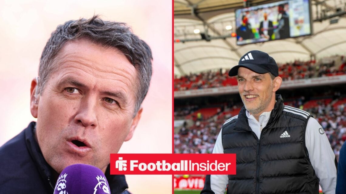 A split image of Michael Owen and England manager Thomas Tuchel