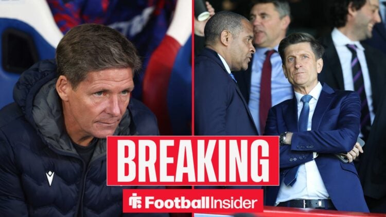 Split image of Oliver Glasner and Crystal Palace owner Steve Parish