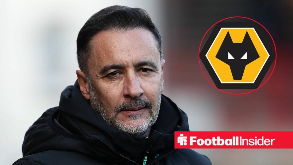 Wolves manager Vitor Pereira with the Wolves badge inset