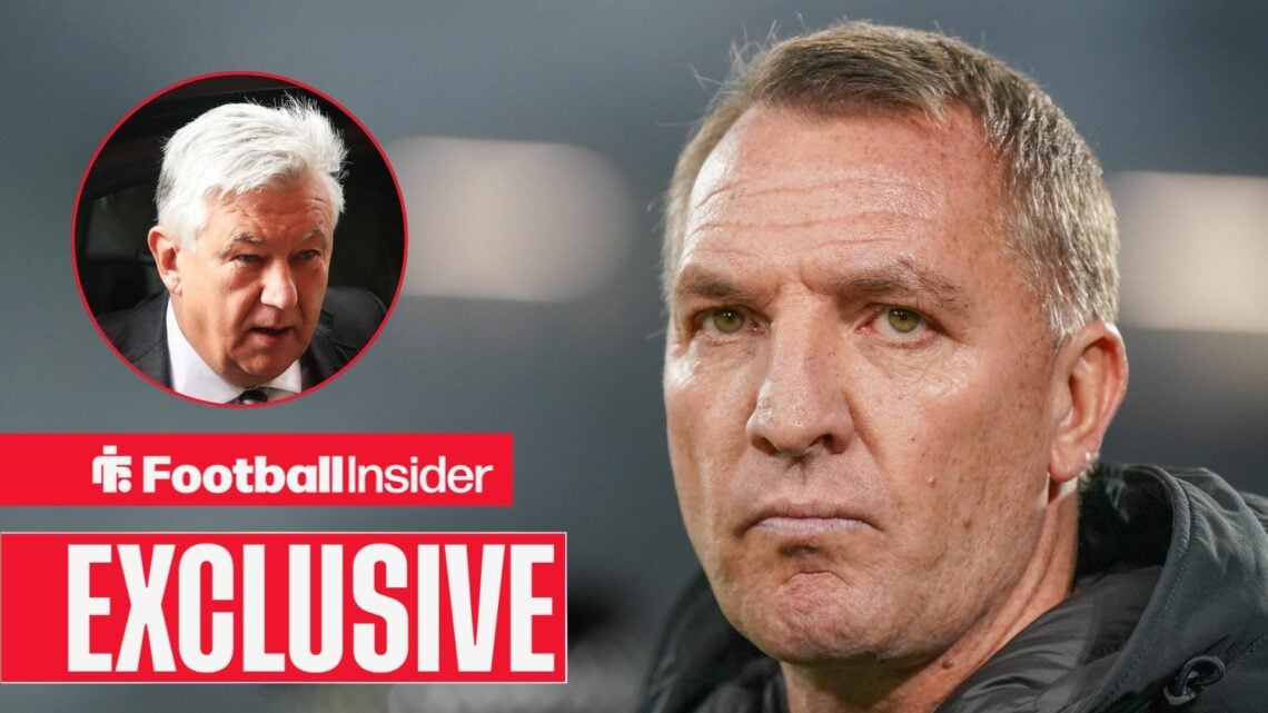 Peter Lawwell focused on the left with a stern Brendan Rodgers on the right