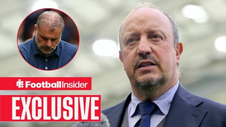 Rafael Benitez being interviewed with Nottingham Forest's Ange Postecoglou left inset