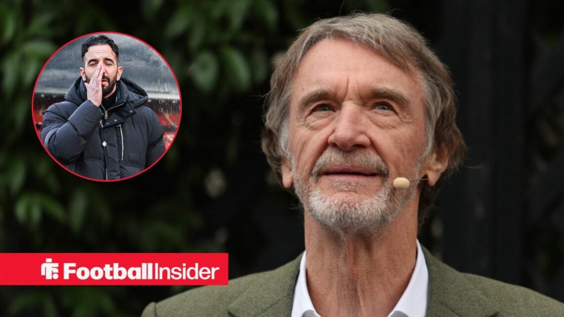 Jim Ratcliffe next to a circular inset of Ruben Amorim