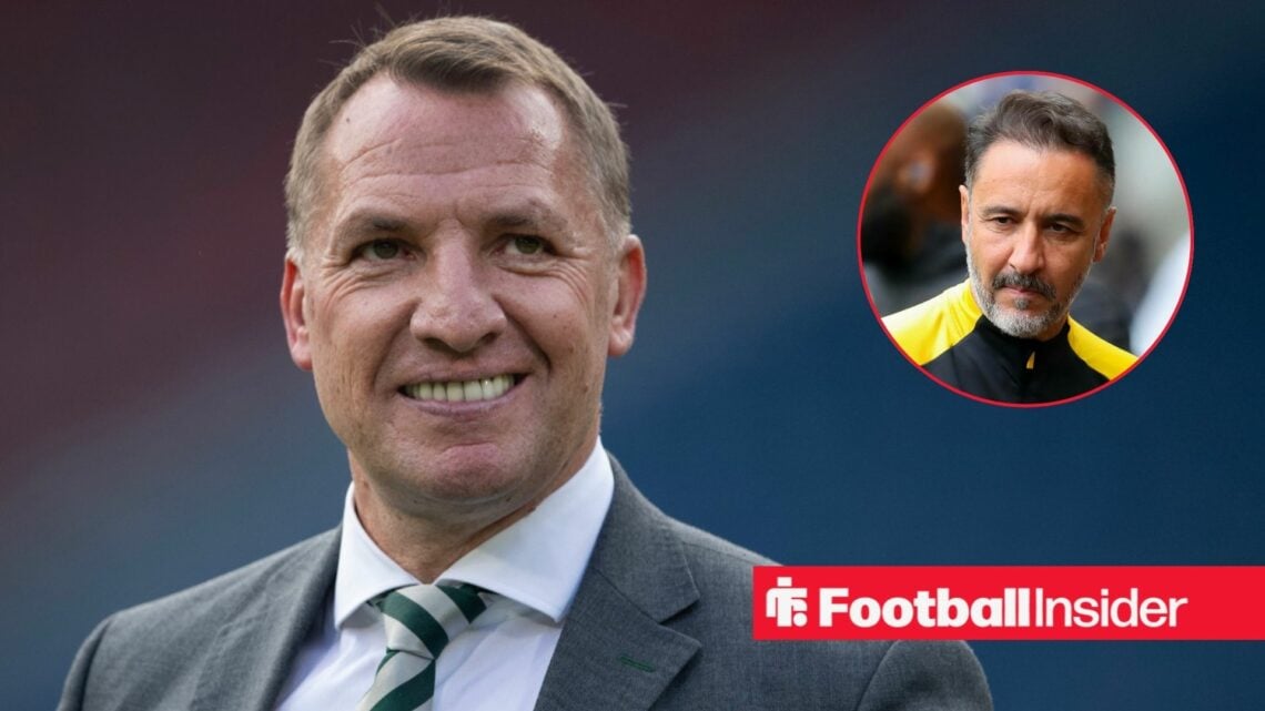 Brendan Rodgers next to a circular inset of Vitor Pereira
