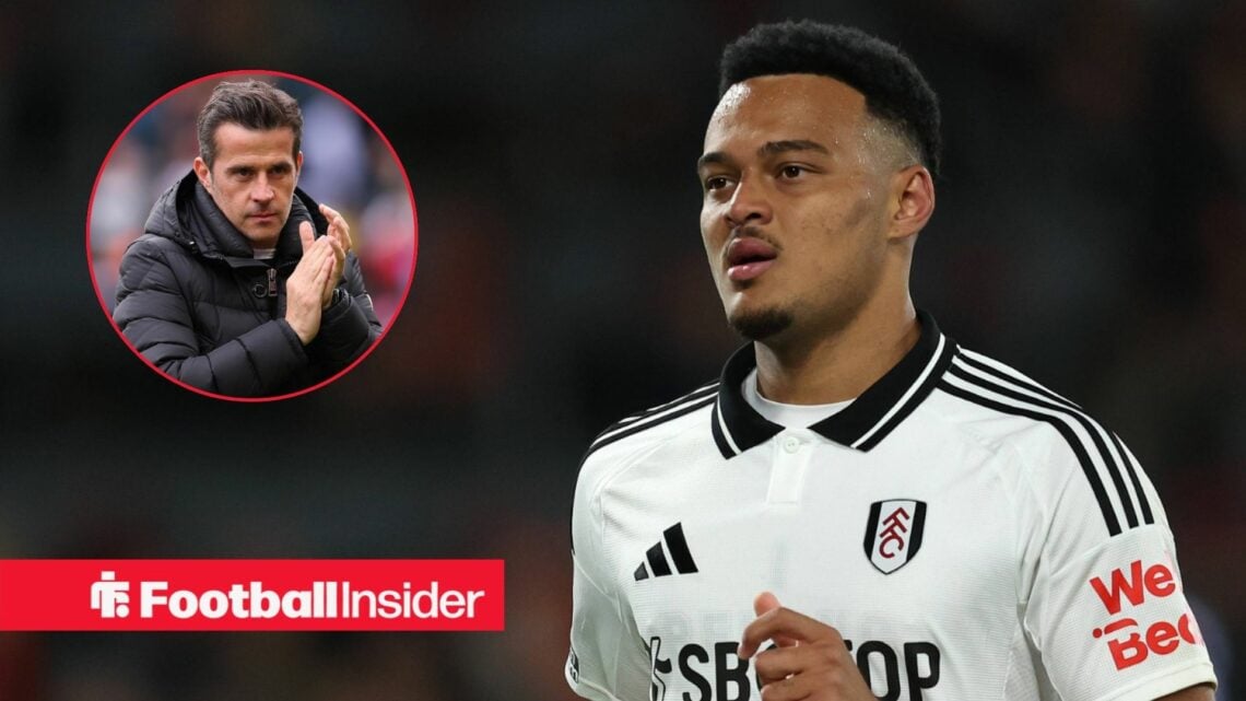 Rodrigo Muniz in a Fulham shirt, Marco Silva in a circular inset