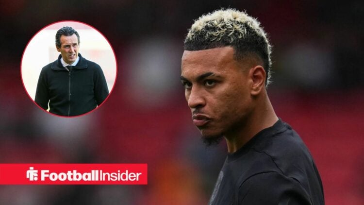 Morgan Rogers next to a circular inset of Unai Emery