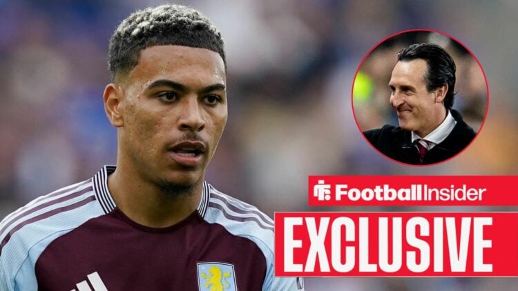 Morgan Rogers next to a circular inset of Unai Emery