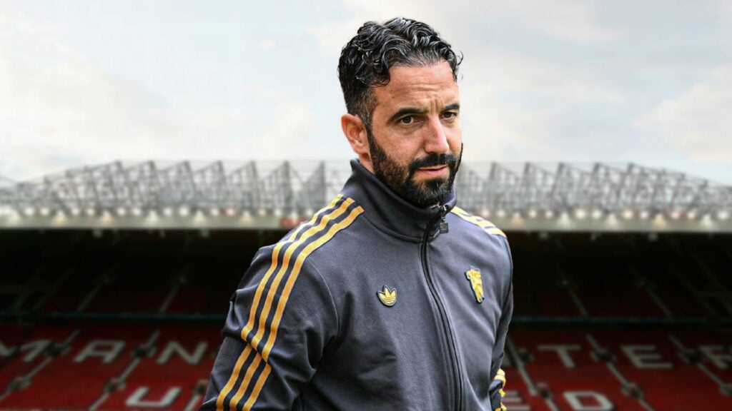 Ruben Amorim on the sidelines at Old Trafford