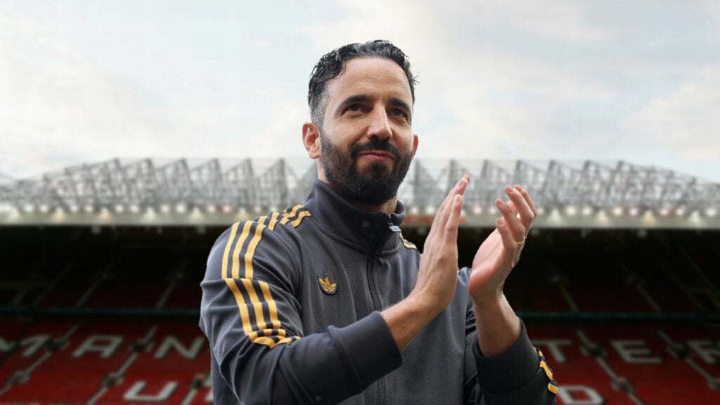 Ruben Amorim applauding at Old Trafford