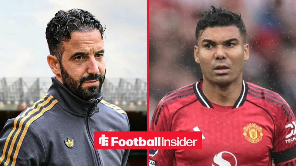 Ruben Amorim at Old Trafford, with Casemiro in action for Man United