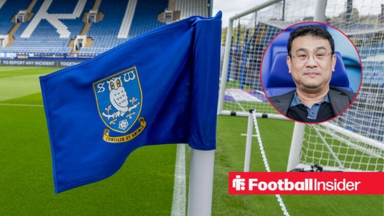 Sheffield Wednesday corner flag with Dejphon Chansiri inset