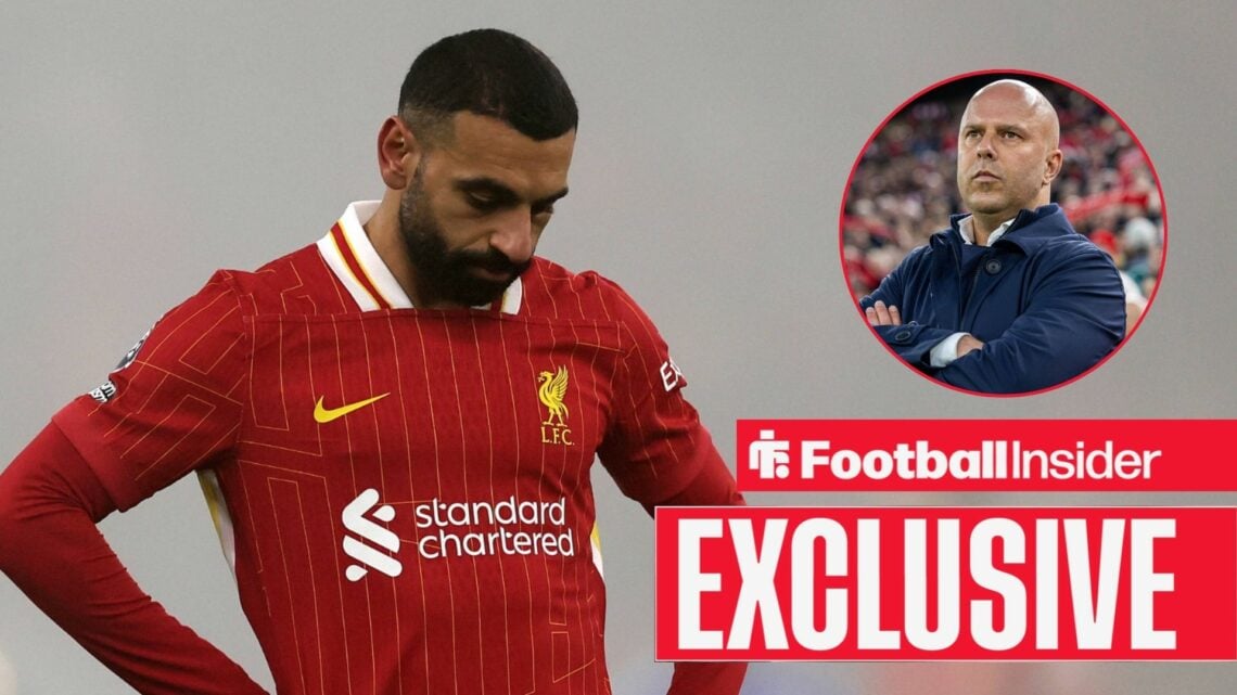 Mohamed Salah next to a circular inset of Arne Slot