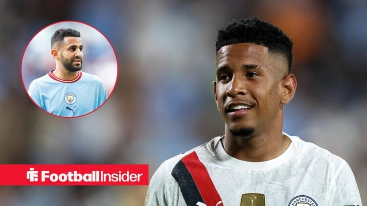 Savinho smiling and Riyad Mahrez in inset