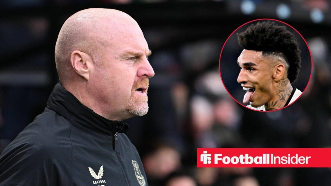Sean Dyche looking angry on the left with Igor Jesus with his tongue out on the right