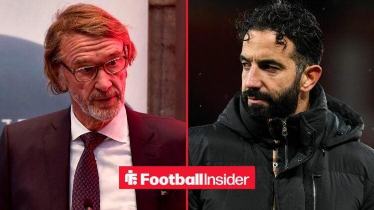 Sir Jim Ratcliffe looking frustrated alongside Ruben Amorim looking concerned