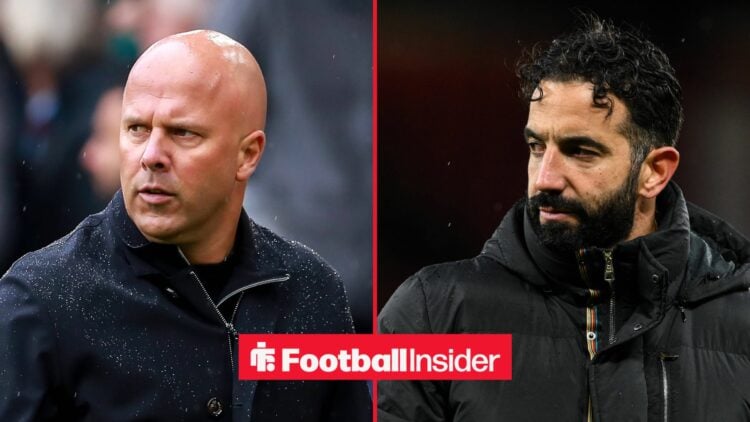 Liverpool boss Arne Slot with Man United manager Ruben Amorim split image