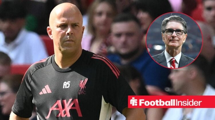 Arne Slot next to a circular inset of John Henry