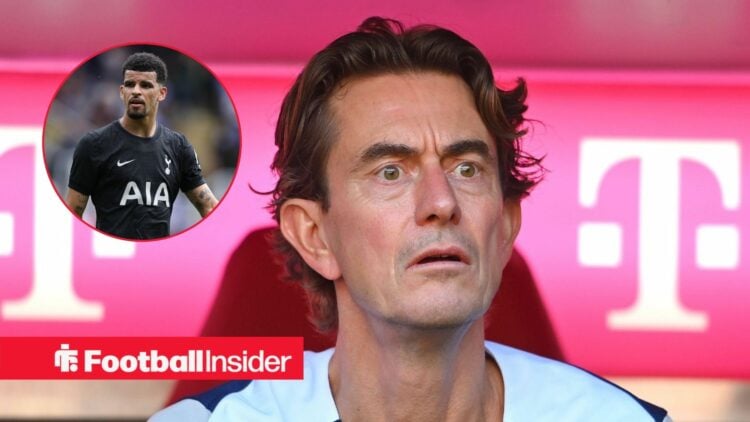 Tottenham boss Thomas Frank with Dominic Solanke inset