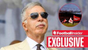 Stan Kroenke in sunglasses with the Emirates Stadium included in a circular inset