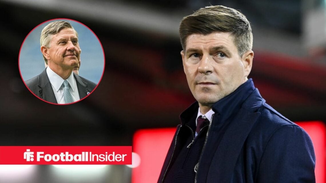 Steven Gerrard on the touchline, with Andrew Cavenagh in a circular inset