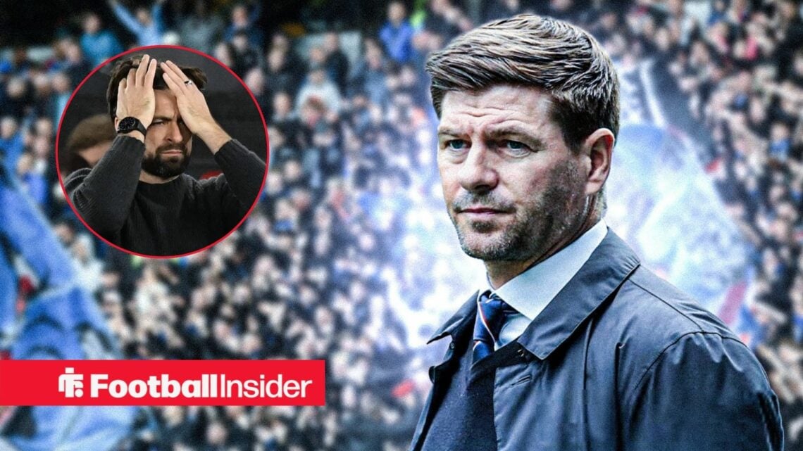 Steven Gerrard at Ibrox, Russell Martin in a circular inset