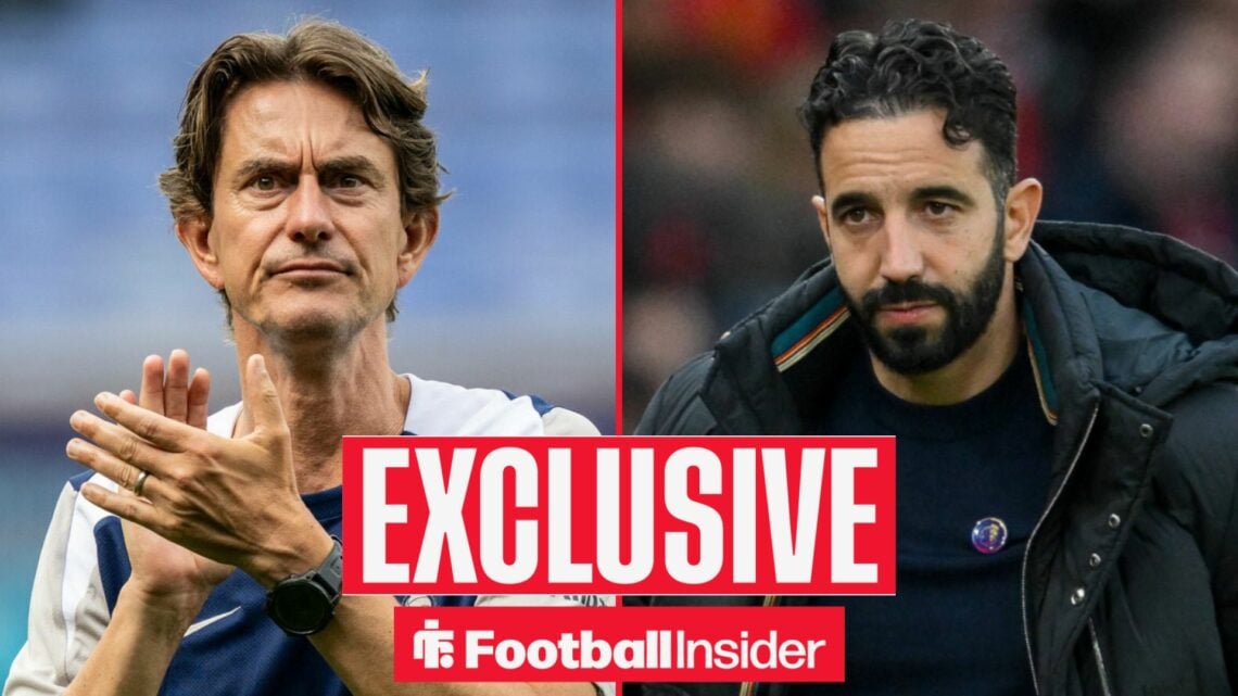 Tottenham boss Thomas Frank left with Man United boss Ruben Amorim right
