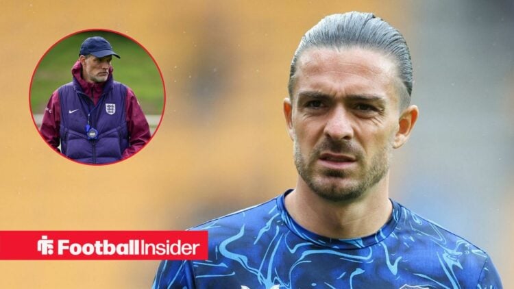 England boss Thomas Tuchel alongside an image of Everton ace Jack Grealish