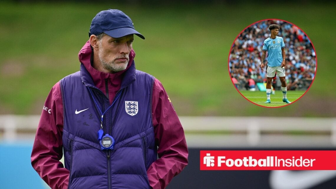 Thomas Tuchel looking around and Nico O'Reilly in inset