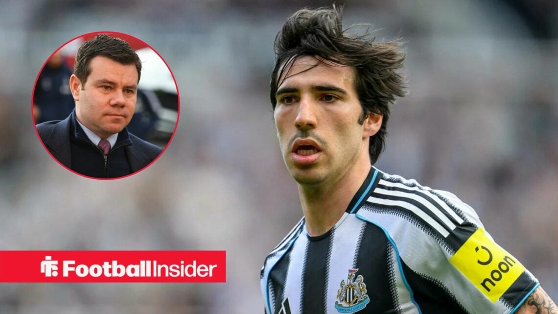 Sandro Tonali next to a circular inset of Ross Wilson