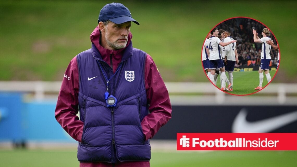 England manager Thomas Tuchel with England players inset