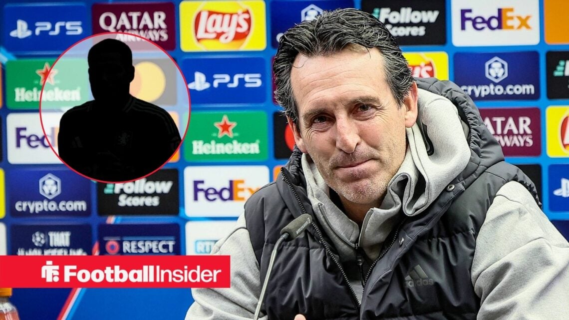 Unai Emery in a press conference, Unai Emery's silhouette in a circular inset