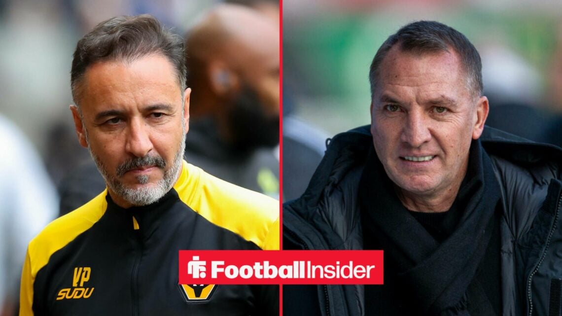 Vitor Pereira on the sidelines for Wolves, and Brendan Rodgers pre-match with Celtic