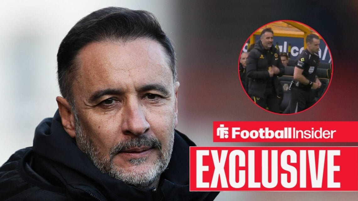 Vitor Pereira on the sidelines, his altercation with Jarred Gillet in a circular inset