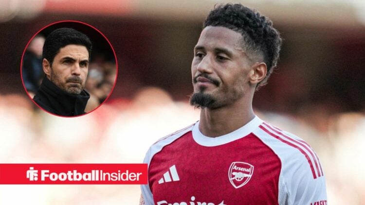 Arsenal defender William Saliba, alongside Mikel Arteta