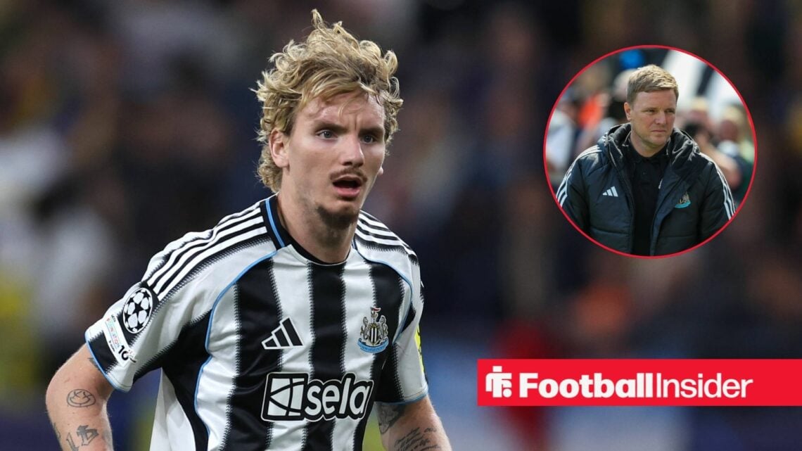 Newcastle striker Nick Woltemade with Eddie Howe inset