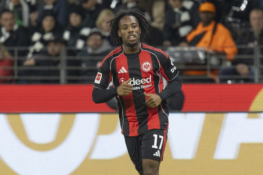 Eintracht Frankfurt striker Elye Wahi in action