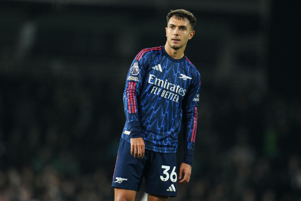 Martin Zubinendi in action for Arsenal