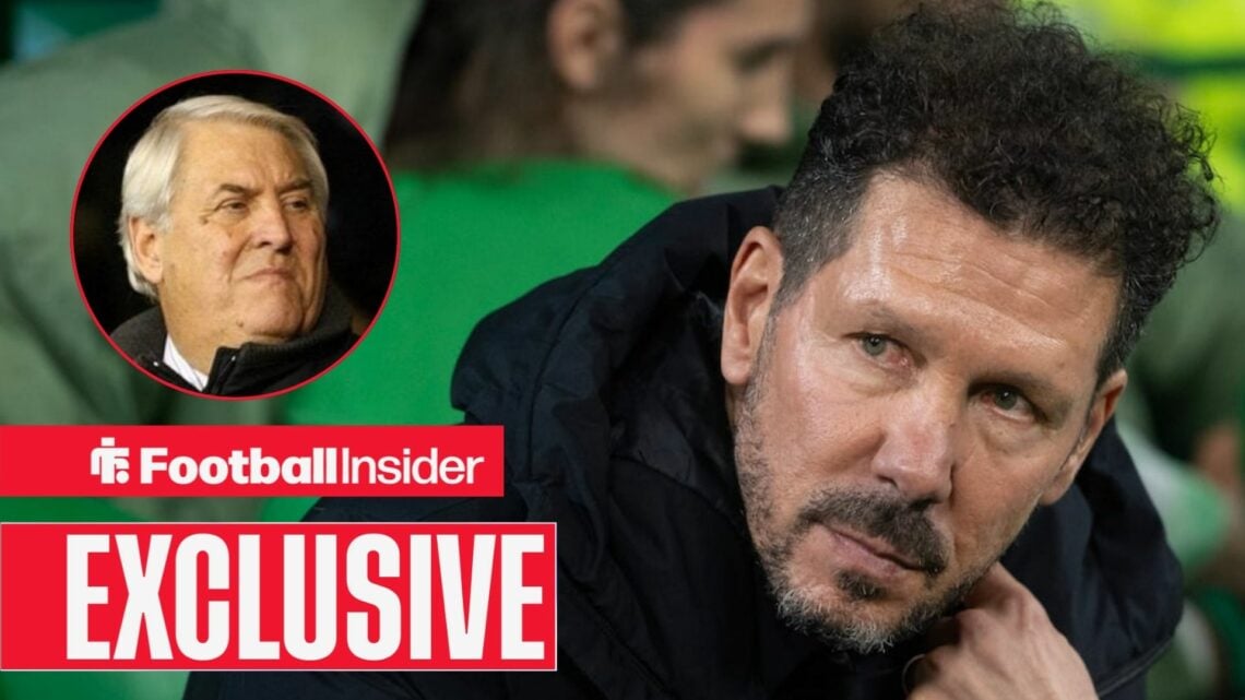 Atletico Madrid manager Diego Simeone with former PGMOL chief Keith Hackett