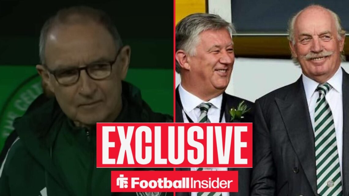 Martin O'Neill alongside Peter Lawwell and Dermot Desmond