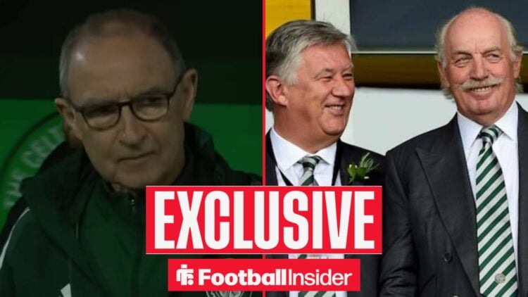 Martin O'Neill alongside Peter Lawwell and Dermot Desmond